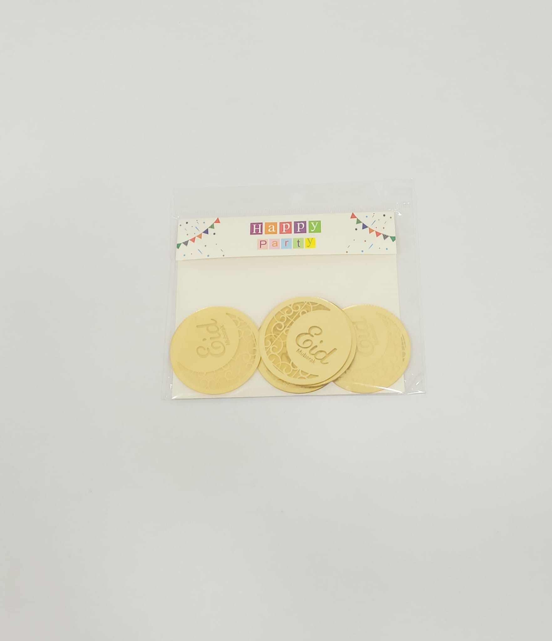 Topper en Acrylique Cercle - Eid Mubarak - Or - Lot de 5