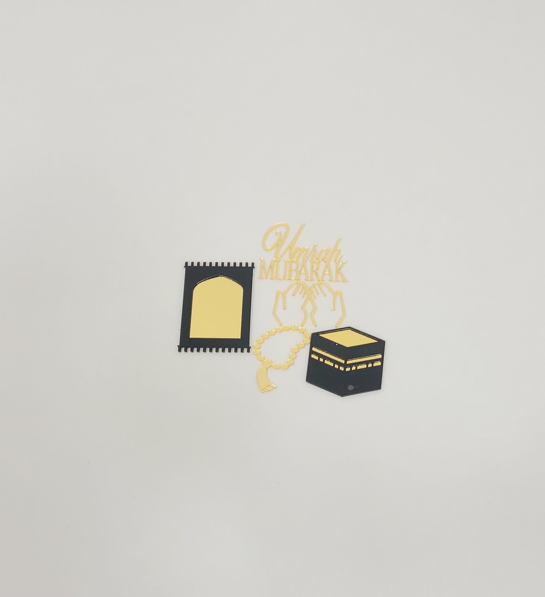 Topper en Acrylique - Umrah Mubarak - Or - Lot de 5