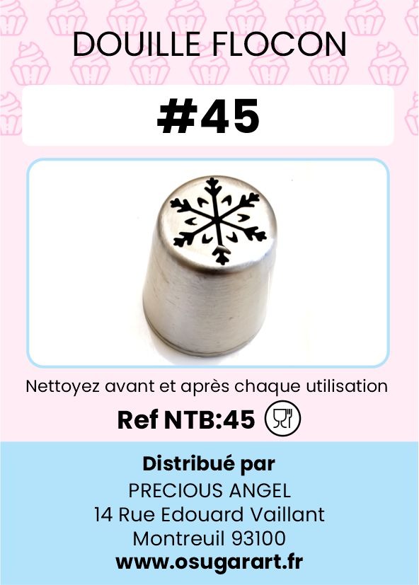Douille pâtissière T - flocon 45