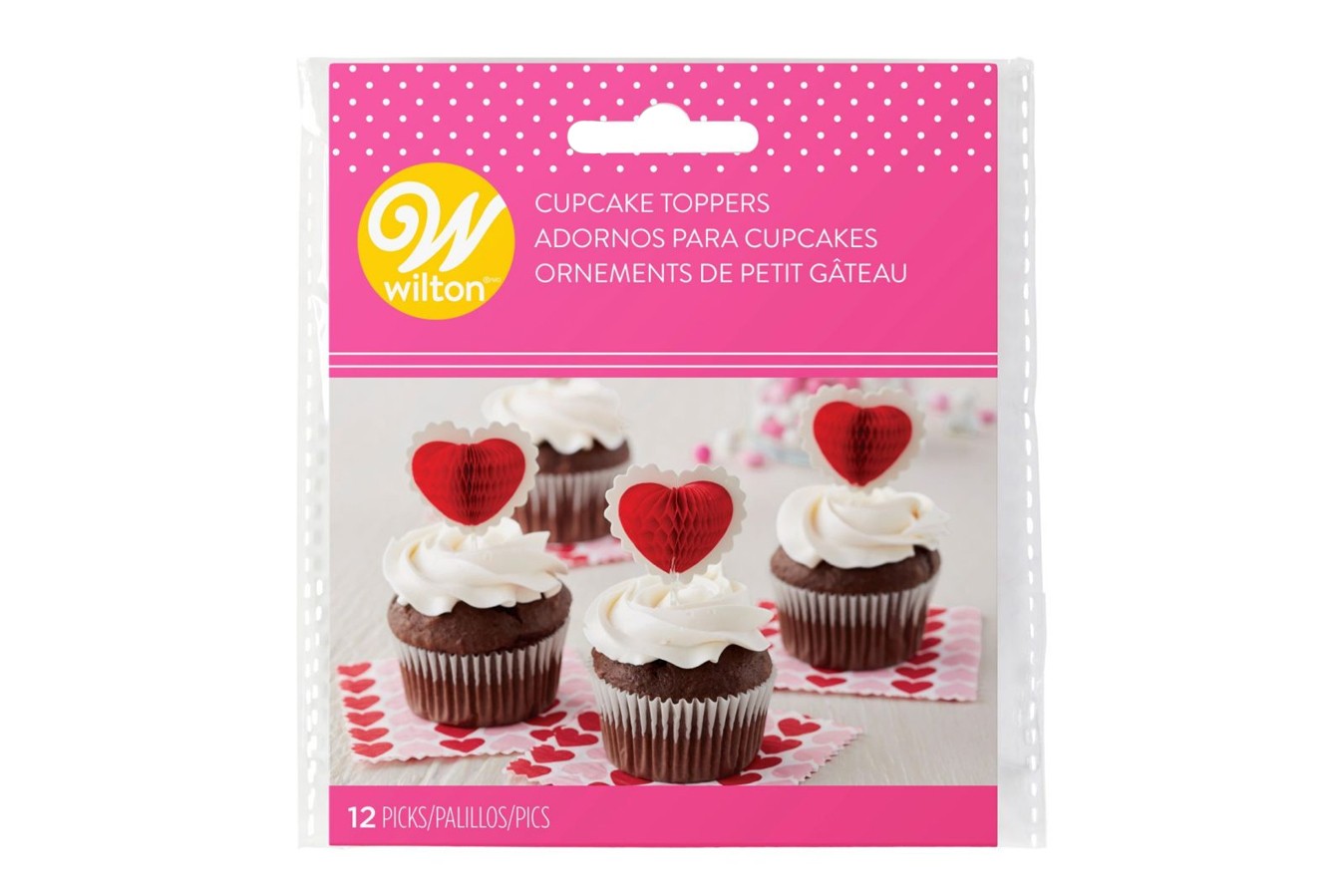 Toppers pour cupcakes - Coeur - Lot de 12