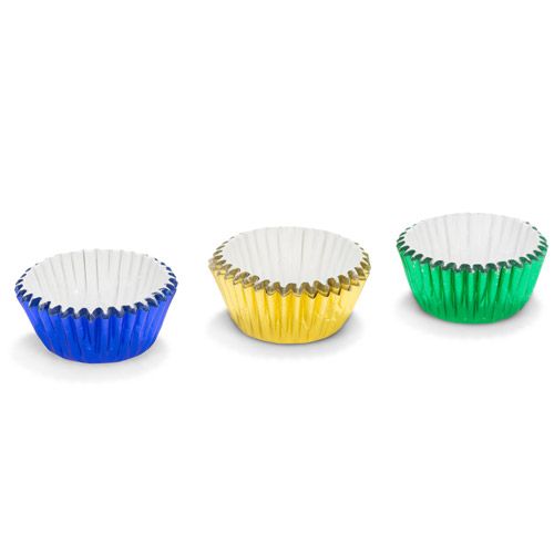 Mini Caissettes à Cupcakes – Bleu/Vert/Or – Lot de 75