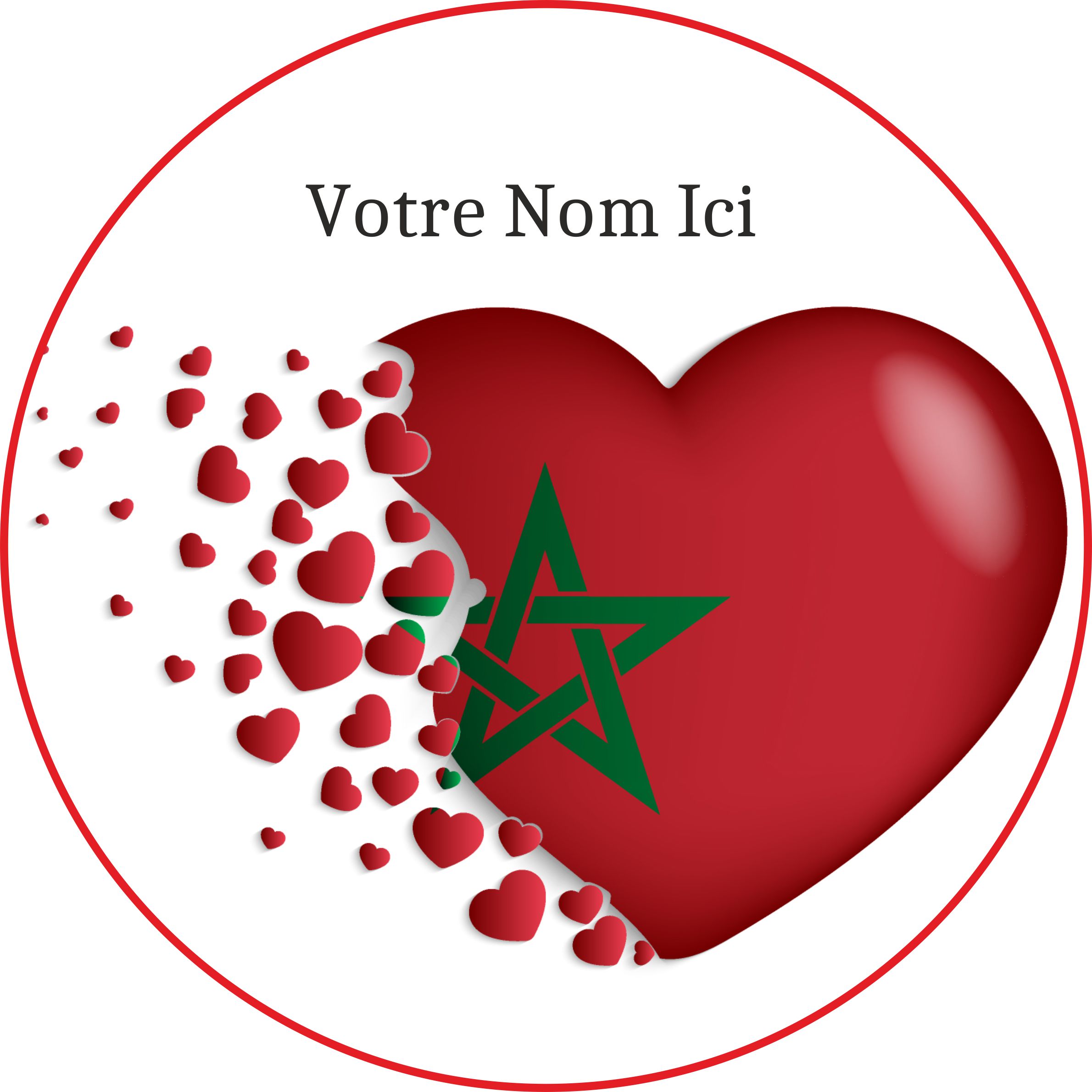 Disques en sucre Gâteau – Coeur Algérie - O'SugarArt