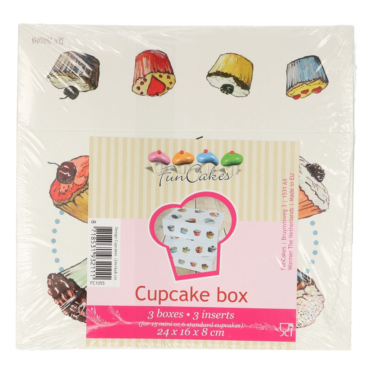 Boite pour 6 cupcakes/15 mini-cupcakes - Cupcakes - Lot de 3
