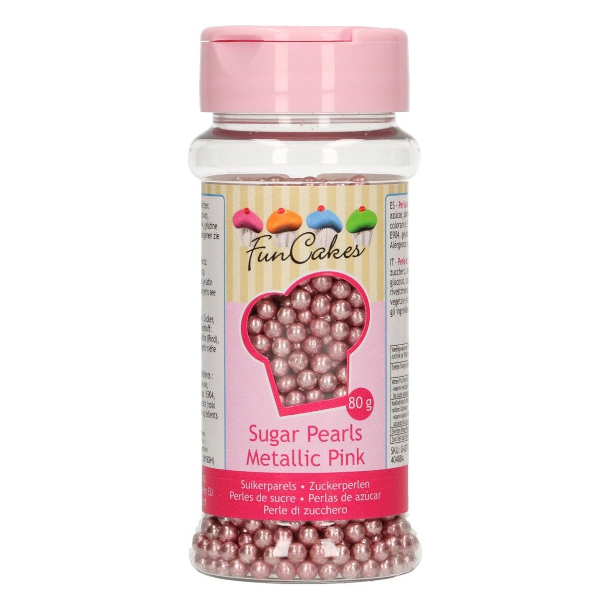 Perles en sucre 80 g – Rose métallique