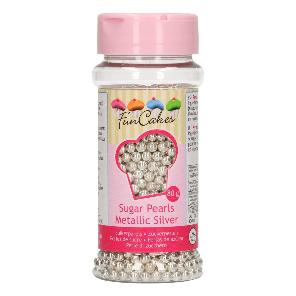 Perles en sucre 80 g – Argent métallique