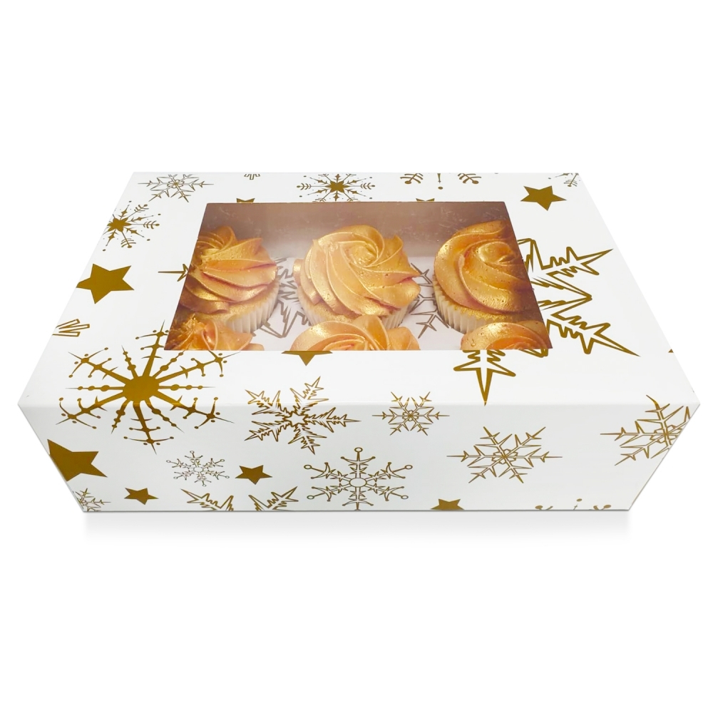 Boîte pour 6 cupcakes – Etoiles en Or