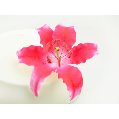 Fleur en sucre - Lis 12 cm - Rose foncé