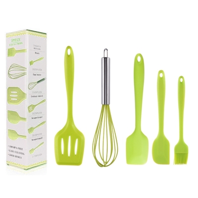 Ustensiles en silicone - Vert - Lot de 5