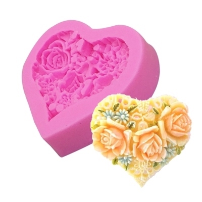 Moule en silicone - Coeur avec fleurs
