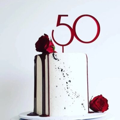 Topper en acrylique - Numéro 50 - Rouge