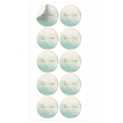 Stickers Ramadan Mubarak - Vert Eau x 10