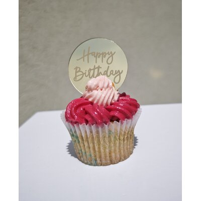 Topper en Acrylique à - Happy Birthday - Or - Lot de 5
