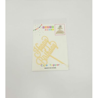 Topper en acrylique Happy birthday Script or