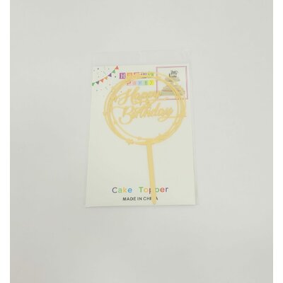 Topper en acrylique - Happy Birthday Etoiles - Or