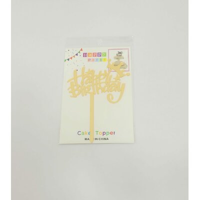 Topper en acrylique - Happy Birthday Couronne - Or