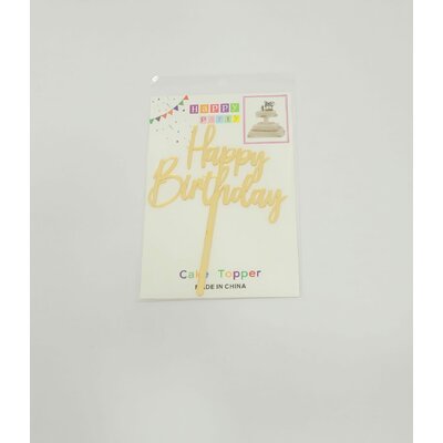 Topper en acrylique - Happy Birthday - Or