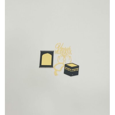 Topper en Acrylique - Umrah Mubarak - Or - Lot de 5