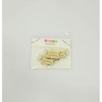 Topper en Acrylique Demi Papillon - Happy Birthday - Or - Lot de 5