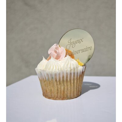 Topper en Acrylique Cercle - Joyeux Anniversaire - Or - Lot de 5 (2)