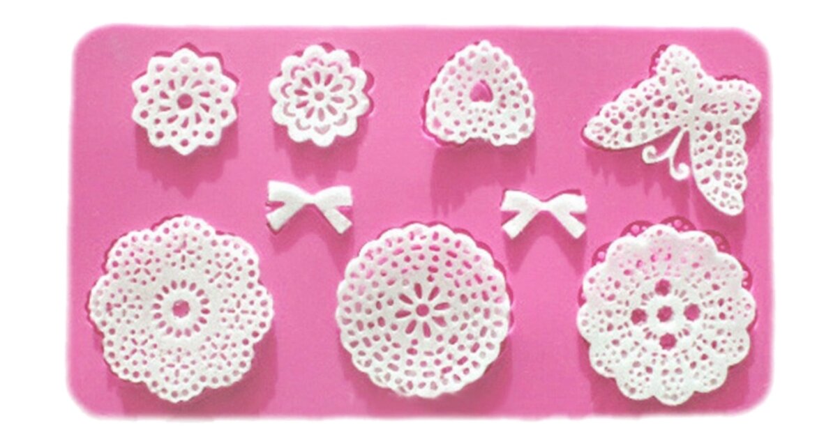 5 Tapis En Silicone Dentelle Pour Décorations Pâtisserie - Motifs Fleurs & Feuilles