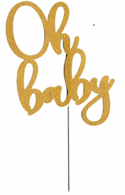 Topper en Acrylique Cercle - Oh Baby - Or - Lot de 3 - O'SugarArt