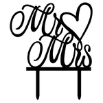 Topper en acrylique - Mr (Coeur) Mrs - Noir