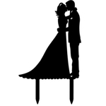 Topper en acrylique - Couple qui s'embrasse - Noir