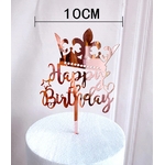 Topper en acrylique - Happy Birthday - Or Rose