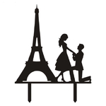 Topper en acrylique - Demande de Mariage à la Tour Eiffel - Noir