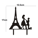 Topper en acrylique - Demande de Mariage à la Tour Eiffel - Noir