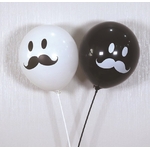 Ballons - Yeux et Moustache - Noir et Blanc - Lot de 10