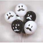 Ballons - Yeux et Moustache - Noir et Blanc - Lot de 10