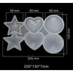Moule en silicone pour sucettes - Rond Etoile et Coeur