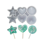 Moule en silicone pour sucettes - Rond Etoile et Coeur