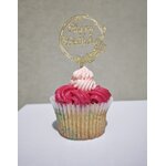 Topper en Acrylique à pic - Happy Birthday - Or - Lot de 5