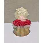 Topper en Acrylique fleur - Eid Mubarak - Or - Lot de 5