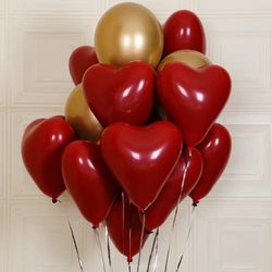 Lot de 100 Ballons Latex en Forme de Coeur Couleurs Blanche et Rouge