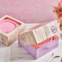 Boîte à gâteau dégradé rose et bleu carré - 3 tailles au choix