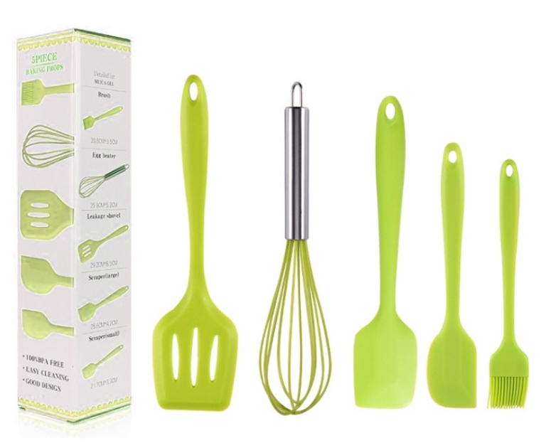 Ustensiles en silicone - Vert - Lot de 5