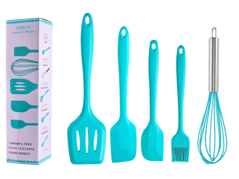 Ustensiles en silicone - Bleu - Lot de 5