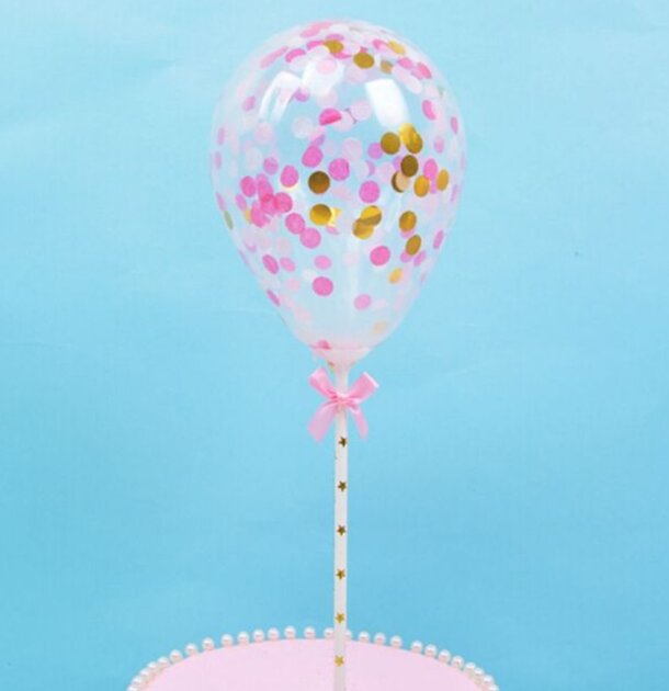 Topper de Ballons à Confettis - Rose