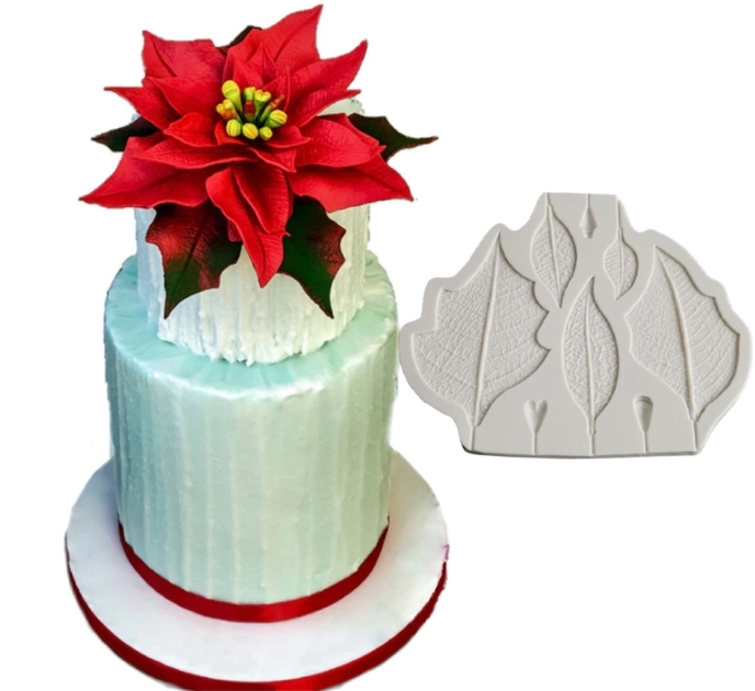 Moule en silicone et Empreinte - Feuilles de Poinsettia