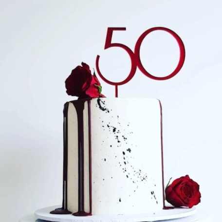 Topper en acrylique - Numéro 50 - Rouge