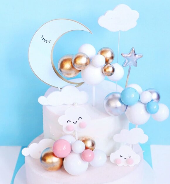 Décoration de gâteau en boule faux - Blanc