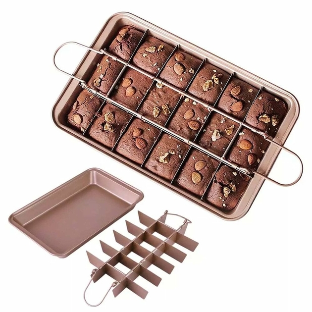 Moules à Brownie Antiadhésifs Avec Séparateurs, Plaque De Cuisson à