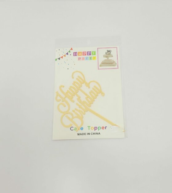 Topper en acrylique Happy birthday Script or