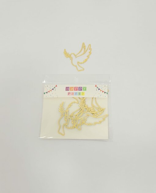 Topper en Acrylique - Colombe - Or - Lot de 5