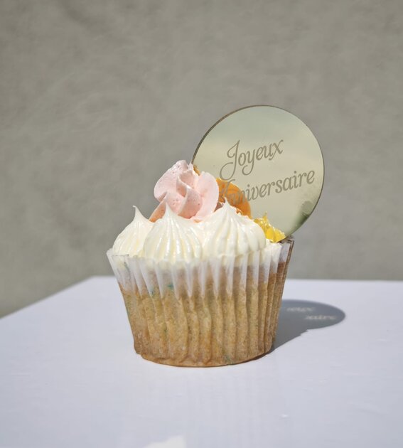 Topper en Acrylique Cercle - Joyeux Anniversaire - Or - Lot de 5 (2)