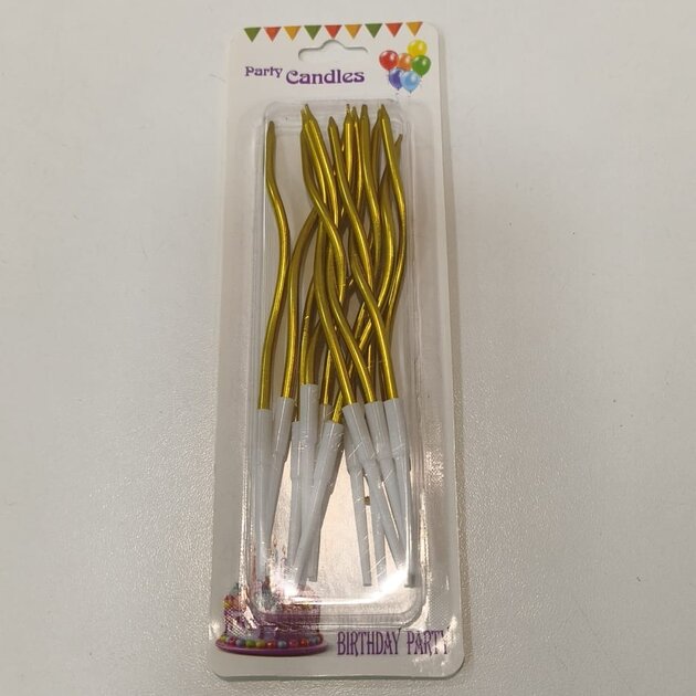 Bougie à spirales - Or - Lot de 12