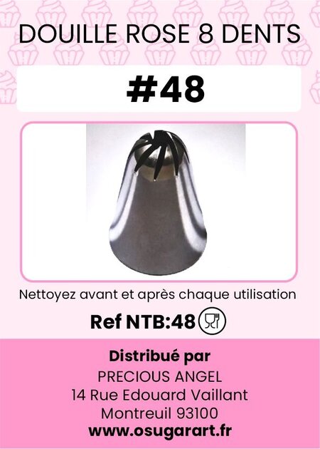 Douille pâtissière T - rose 48